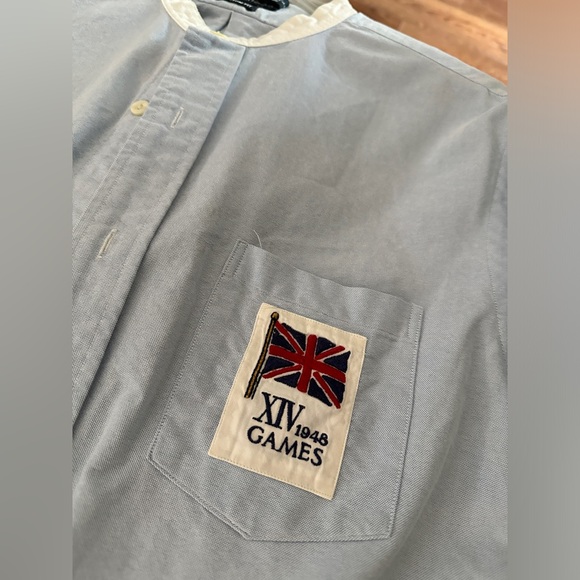 Large Polo Ralph Lauren Embroidered Patch Button-Down Shirt - Picture 2 of 4